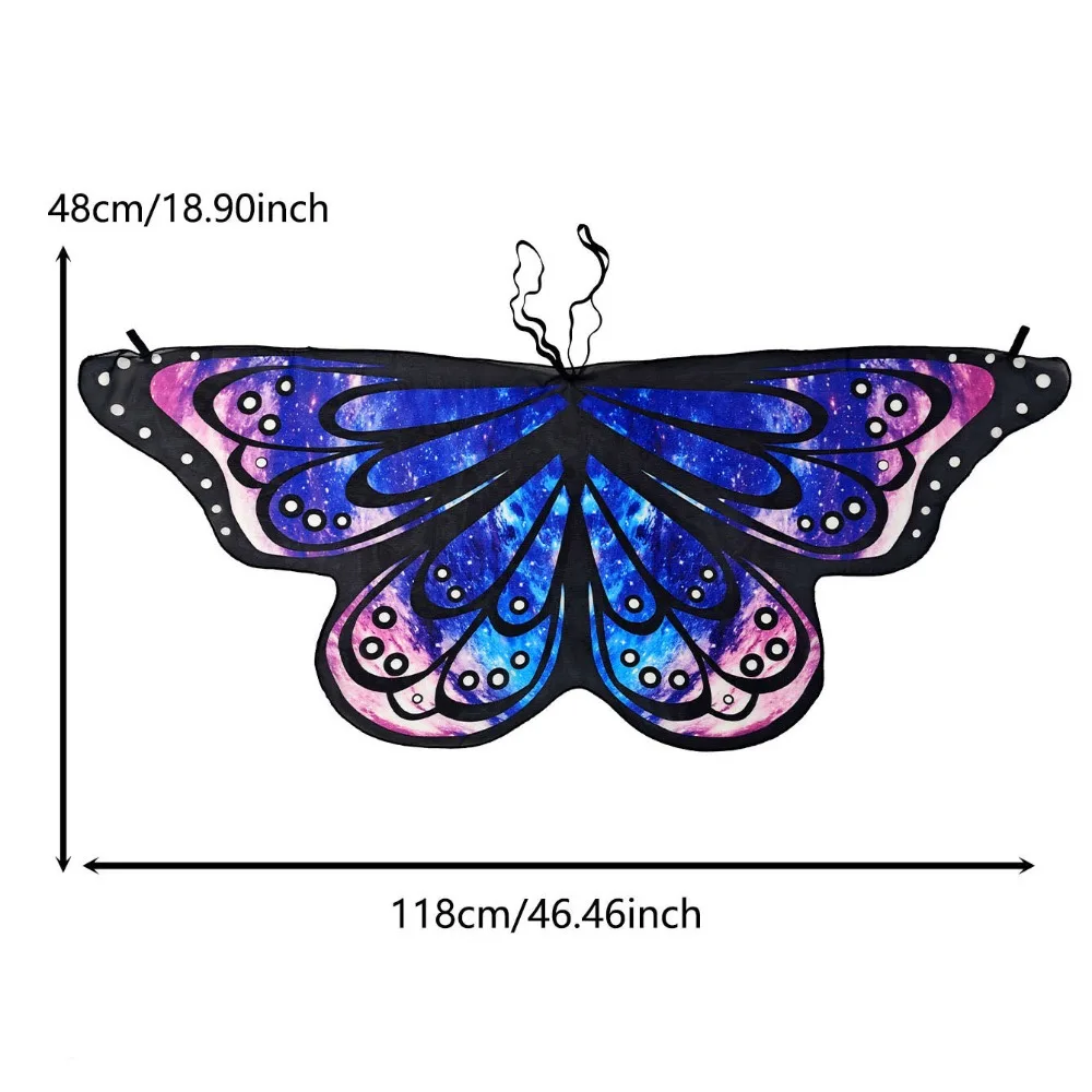 Colorful Butterfly Wings Costume Cosplay Costume Fancy Dress Cape Butterfly DIY Decorations Fairy Shawl Party Accessories