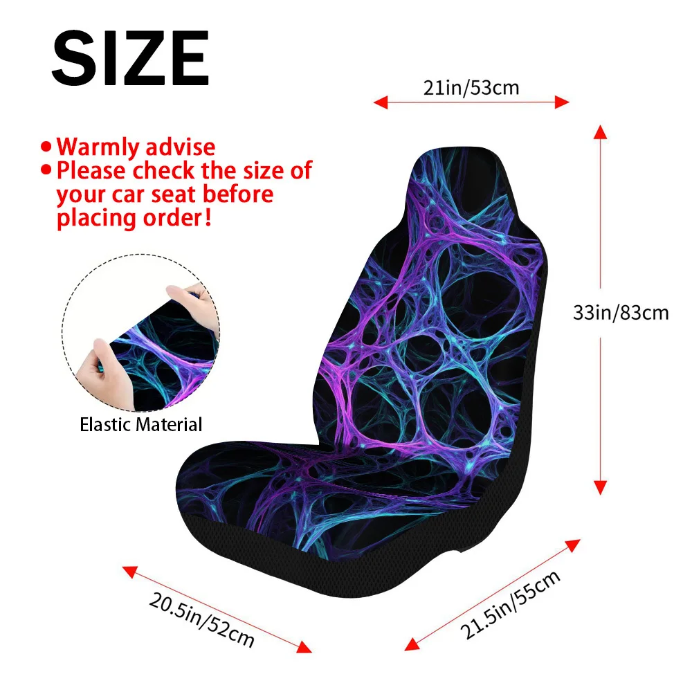2pcs Neon Web Network Car Seat Covers Compatible For Most Vehicles, Fit All-Season Durable Neon Accent Design With Cushioning, M