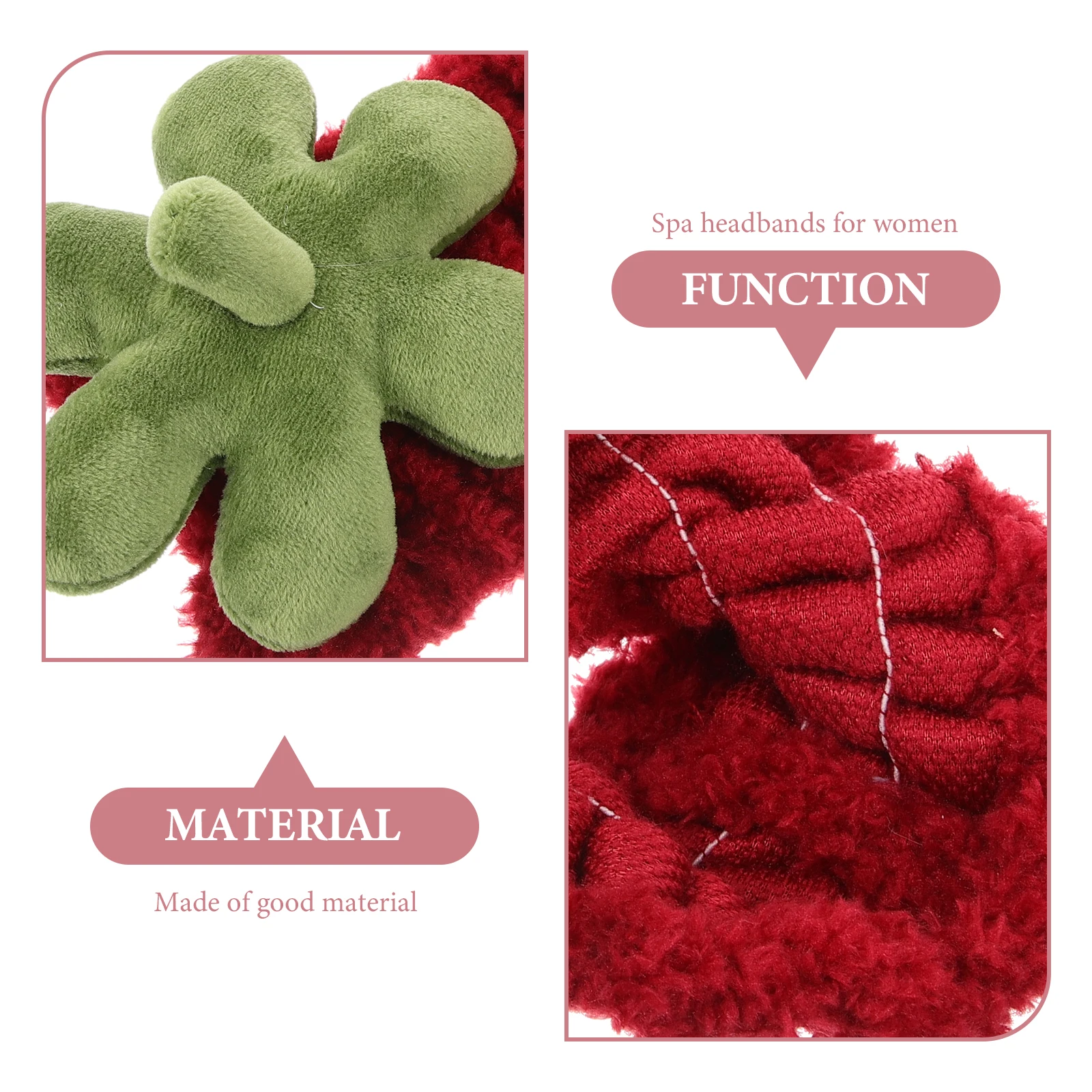 

Cute Strawberry Facial Headband Hair Band For Spa Makeup Face Wash Skincare Soft Coral Fleece Headbands For Women