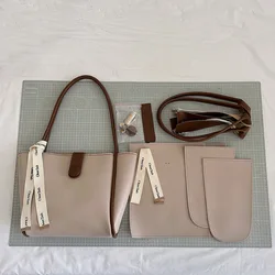 Set di borse in pelle intrecciata a mano, zaino a tracolla, borsa tote, materiale fai da te, cucito a mano fatto in casa per le donne, regalo