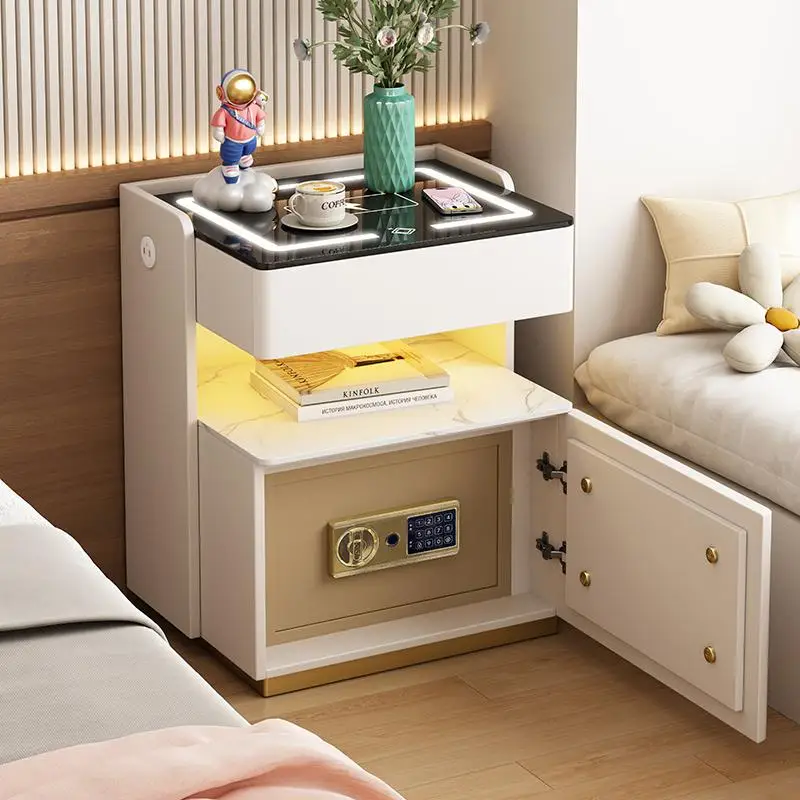 Smart solid wood safe, multi-function fingerprint password lock, wireless charging Bluetooth speaker, high-end bedroom beds