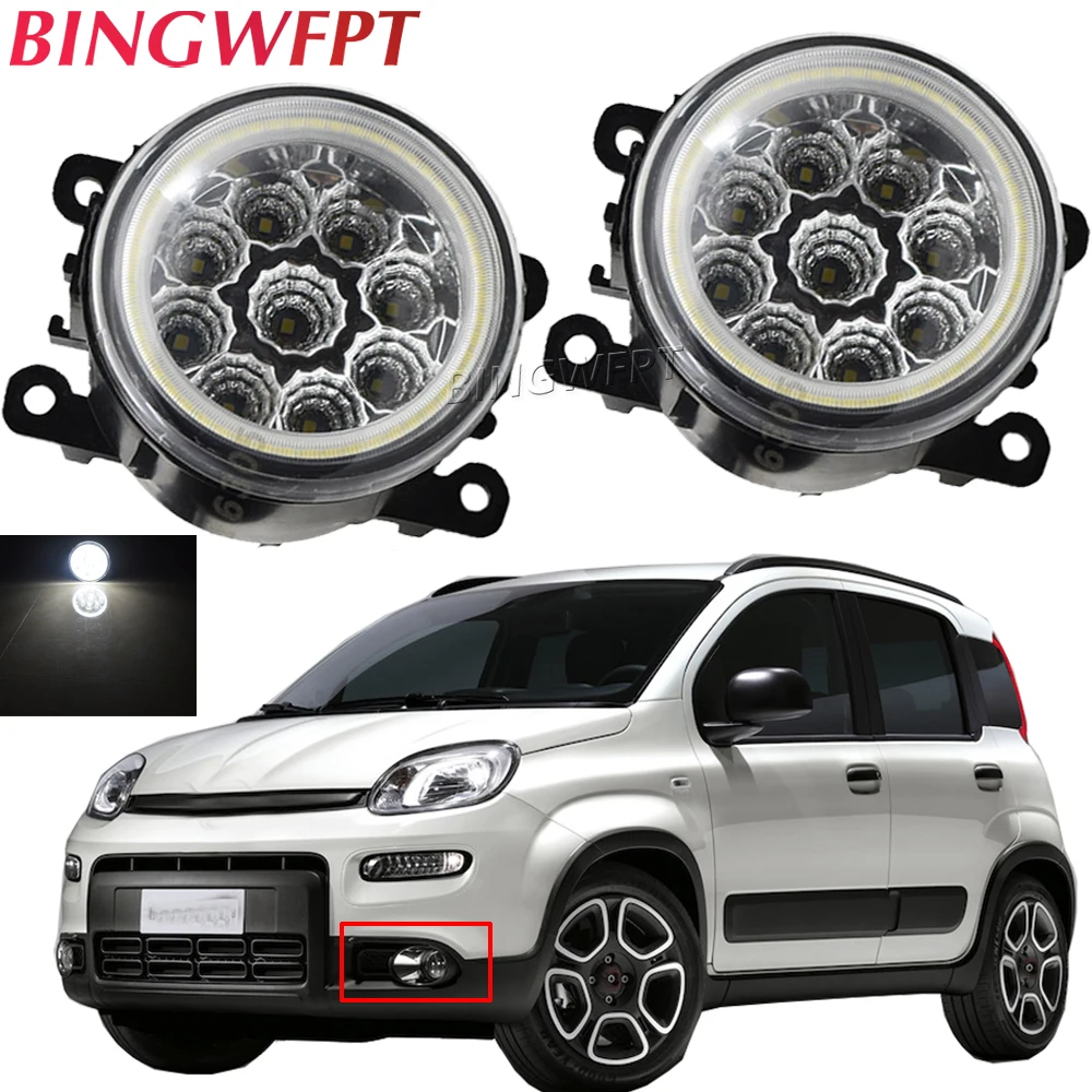 2 Pieces Car Front Bumper LED Fog Light Assembly Angel Eye Daytime Running Light DRL For Fiat Punto Evo Panda 20111 2012 2013