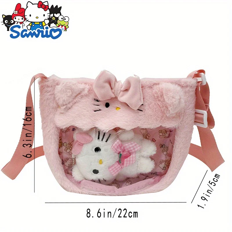 Sanrio Series Hello Kitt Cinnamoroll Melody Children Shoulder Bag Cute Kawaii Transparent Toy Bag Cartoon Doll Crossbody Bags