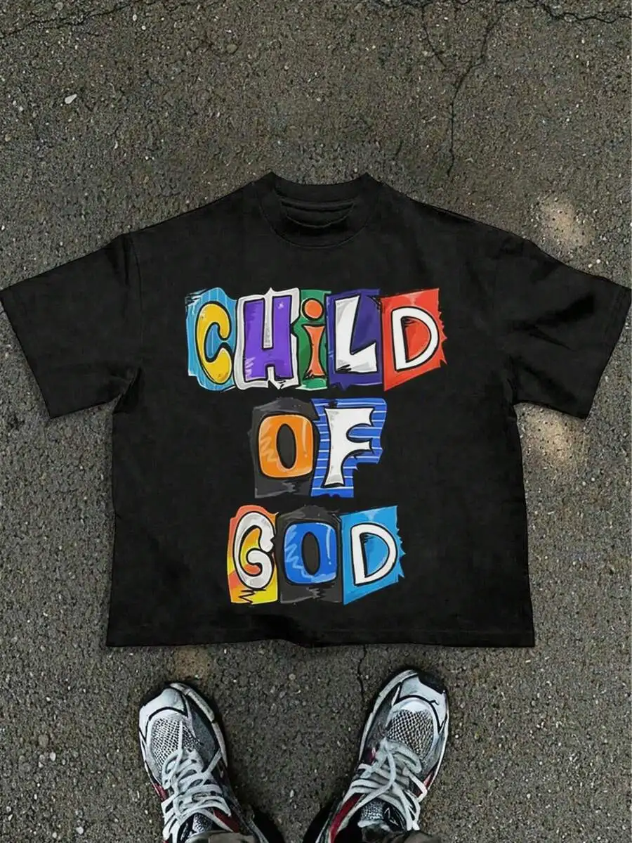 Tween Boy Cotten Clothes,Y2K-Inspired Letter Print T-Shir-Perfect For Spring/Summer/Fall,Fashion, Streetwear, Unisex, Men, Women
