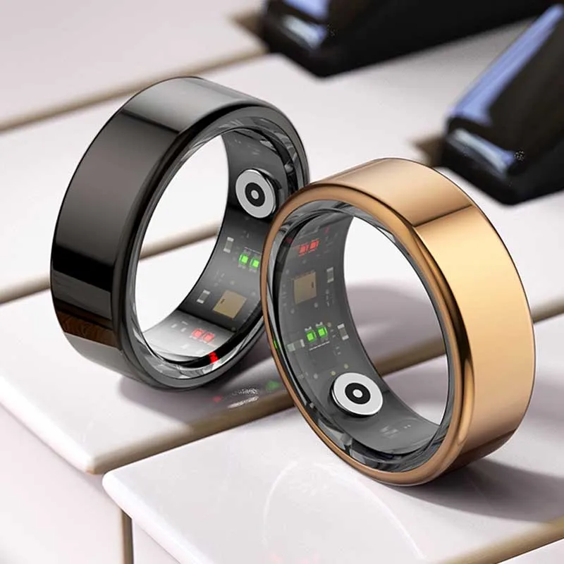 New Smart Ring Sensor Heart Rate Stainless Blood Oxygen Test Steel Fashion Step Account Calories Data Records Finger Rings