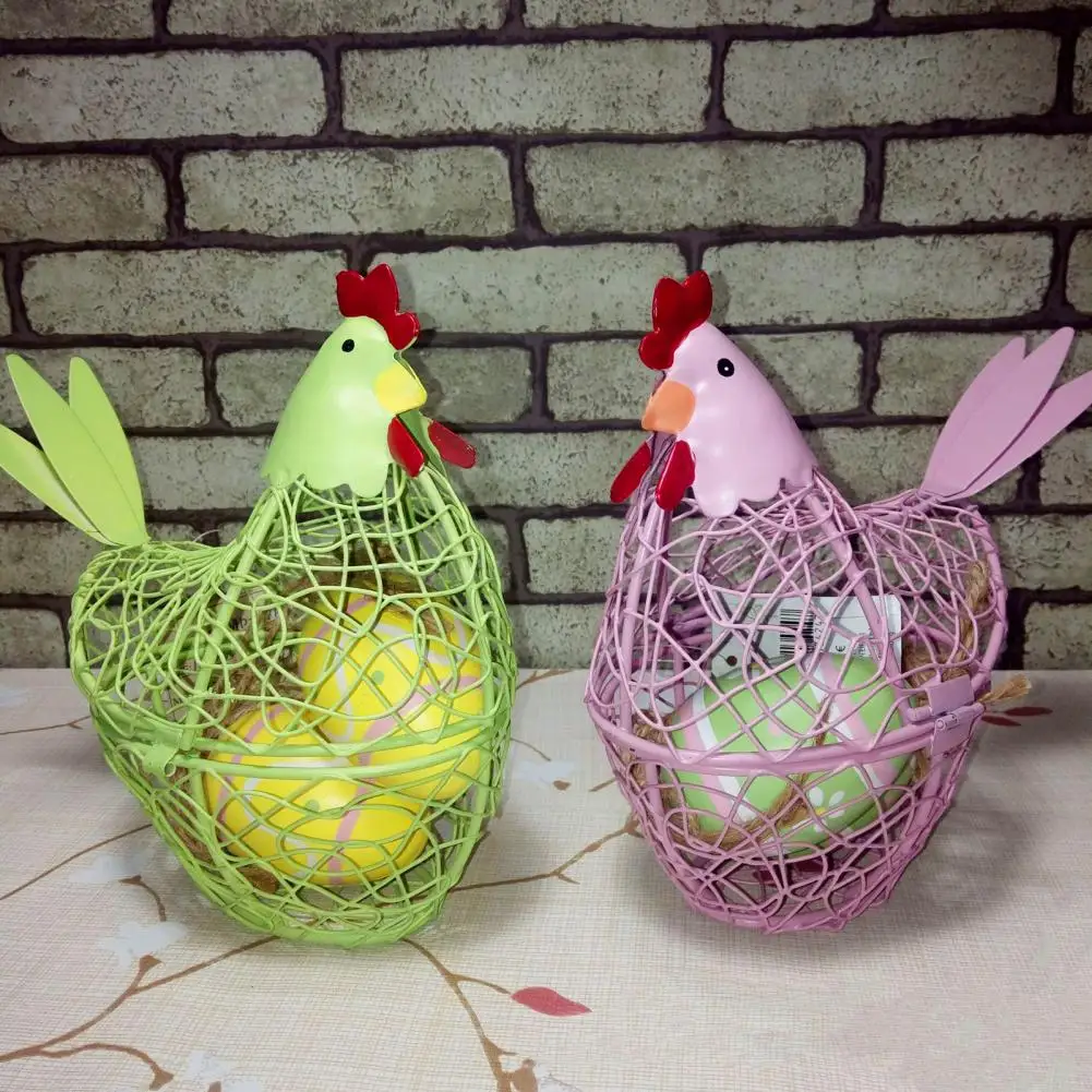 Egg Basket Wire Baskets Chicken Holder Container Storage Gathering Collecting Fruit Metal Easter Kitchen Bowl Hen Carrying Duck