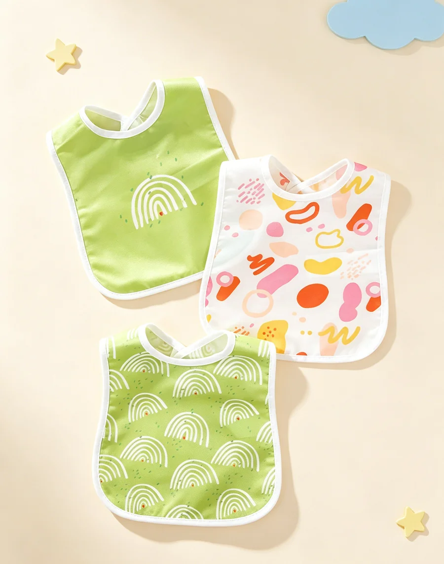 3Pcs Soft Random Cartoon Print Baby Bib Set