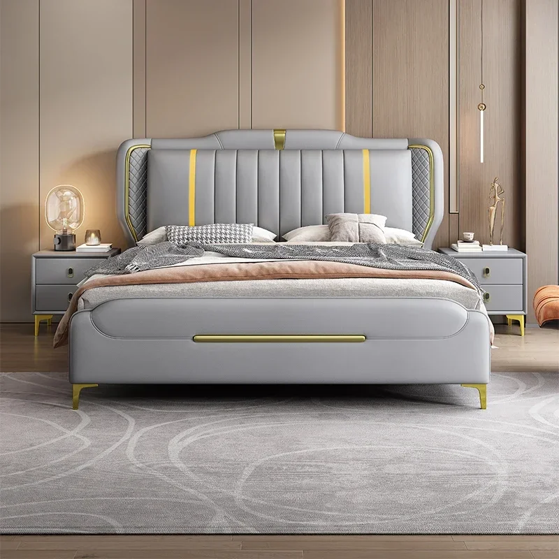 Storage soft bag master bedroom solid wood technology fabric 1.5m bed