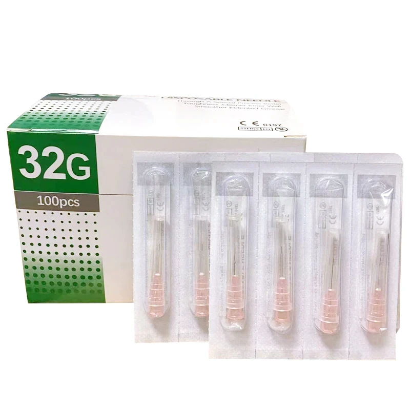 32G 100pcs Sterile Industrial Dispensing Needles, Individually Sealed, Fine Tip for Adhesives, Liquids, Crafts & Lab Application