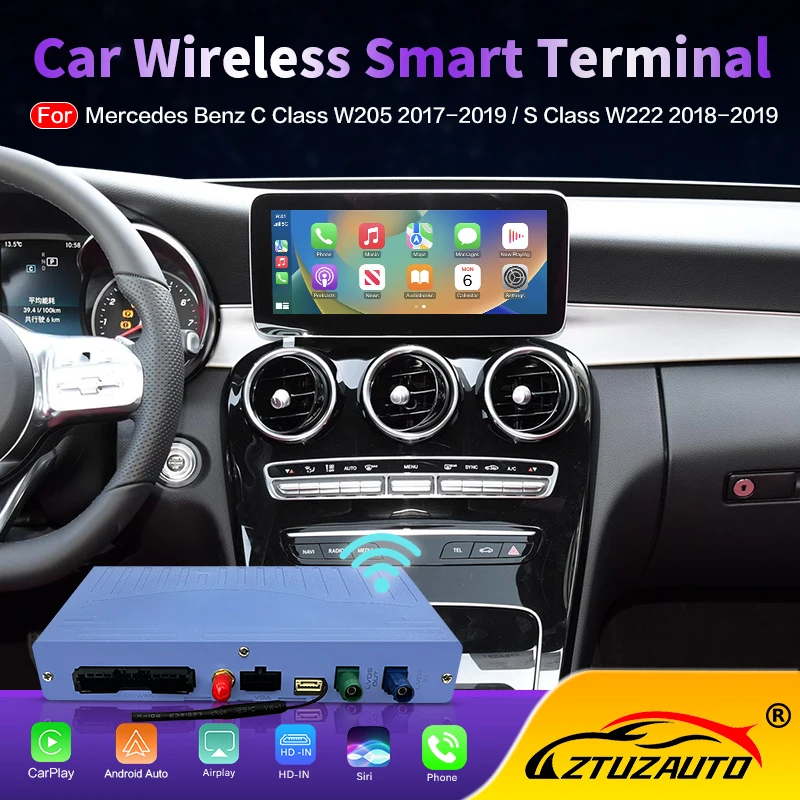 Wireless CarPlay for Mercedes Benz C/S Class W205 W222 2017-2019 with NTG5.5 Android Auto Mirror Link AirPlay Car Play Functions
