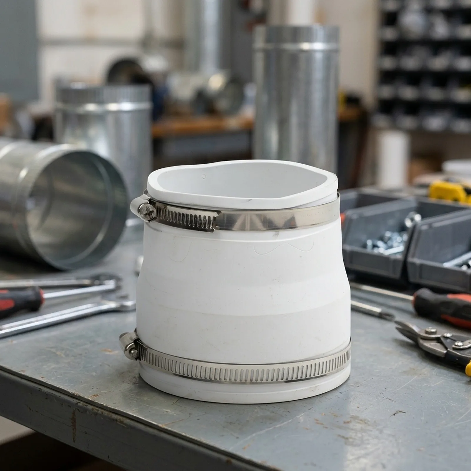 For Home Ventilation White Flexible Duct Reducer Hydroponics Duct Part Vibration Minimization For ABS And PVC Pipes