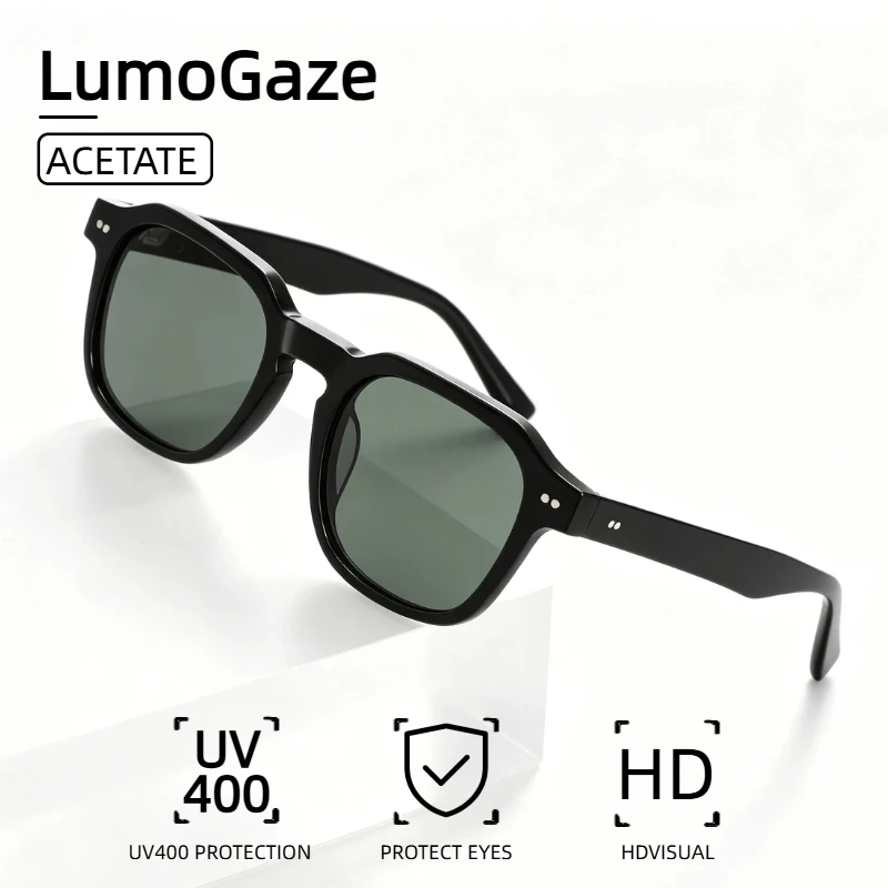 

LumoGaze Fashion Vintage Luxury Women's Sunglasses Classic Rectangular Men's High Quality Acetate Sunglasses UV400 Nylon Lenses