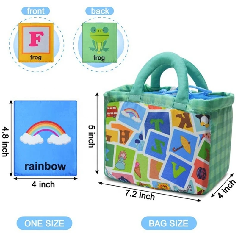 26Pcs Soft Alphabet Cards With Cloth Bag For Kids Infant Educational Early Learning Alphabet Toys Birthday Gift