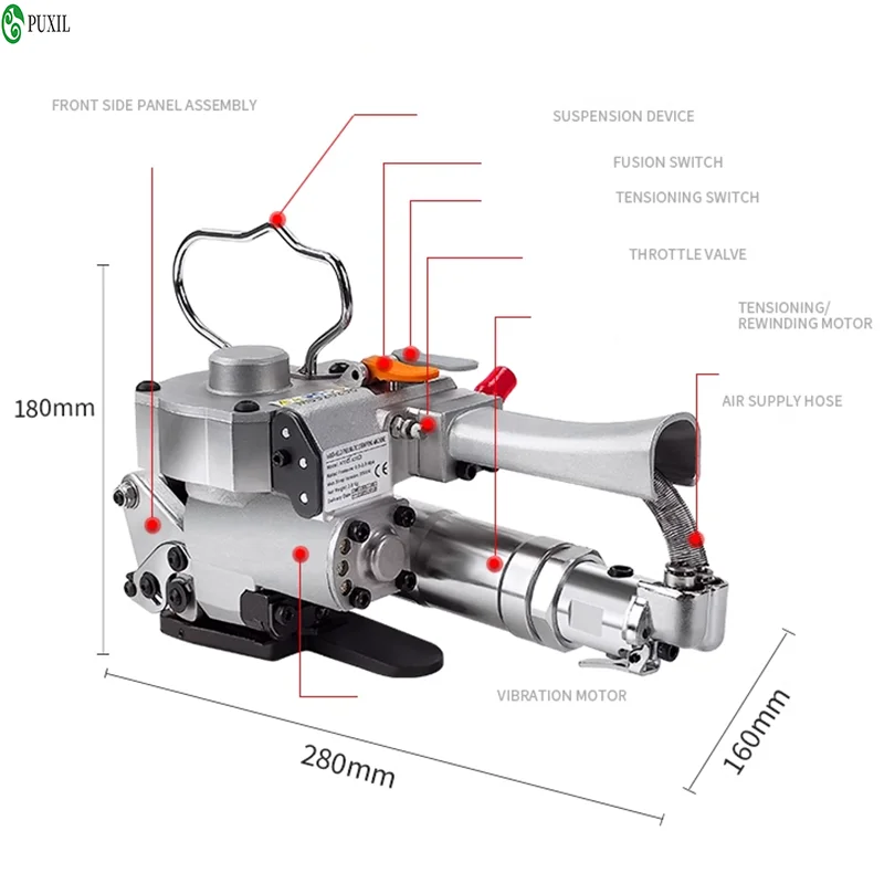 Baler Portable Pneumatic PET Strapping Wrapping Machine Banding Tool Packing Machine 13-19mm 19-25mm PP Plastic Strap