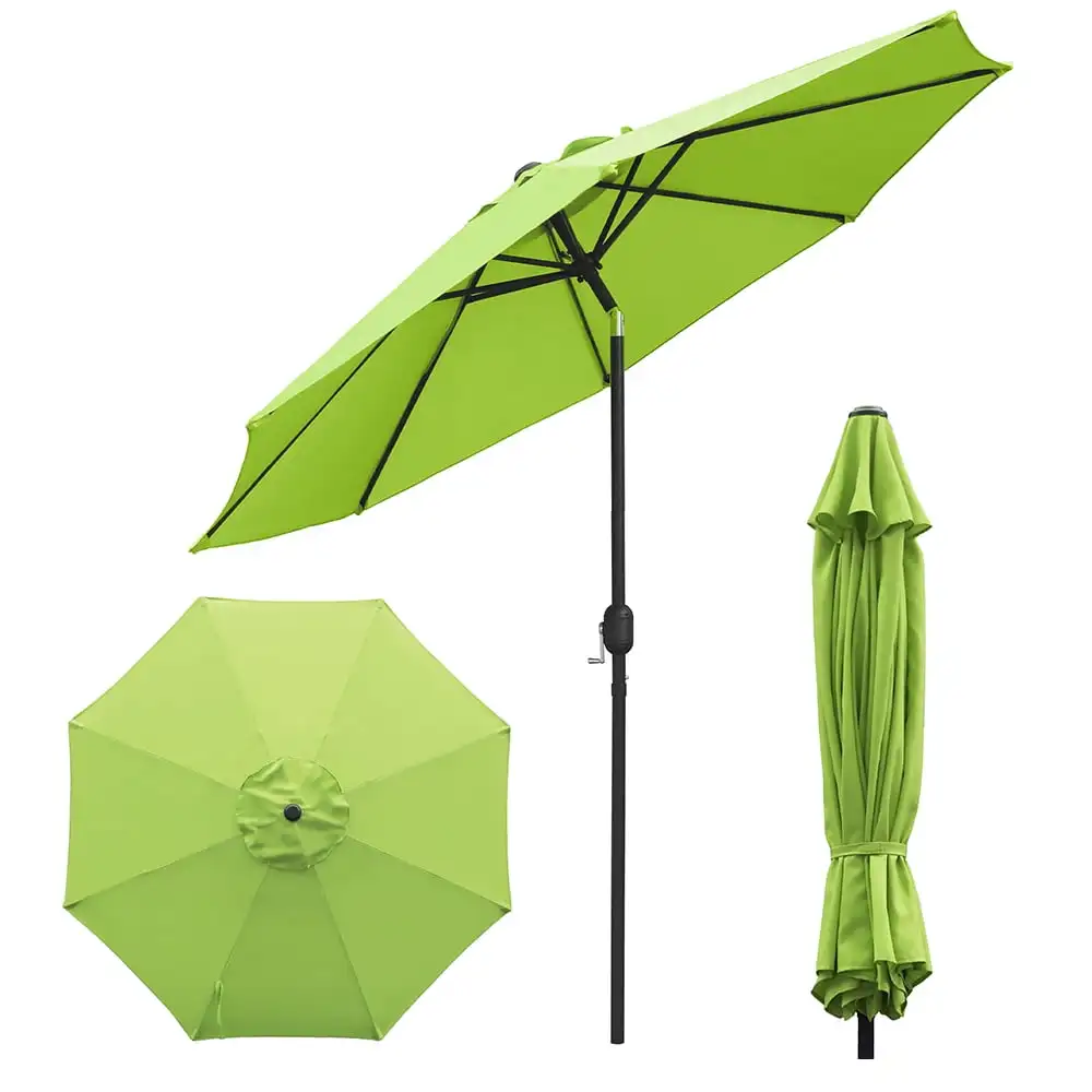

9FT Outdoor Patio Umbrella with Push Button Tilt and Crank Handle, Market Umbrella with 8 Sturdy