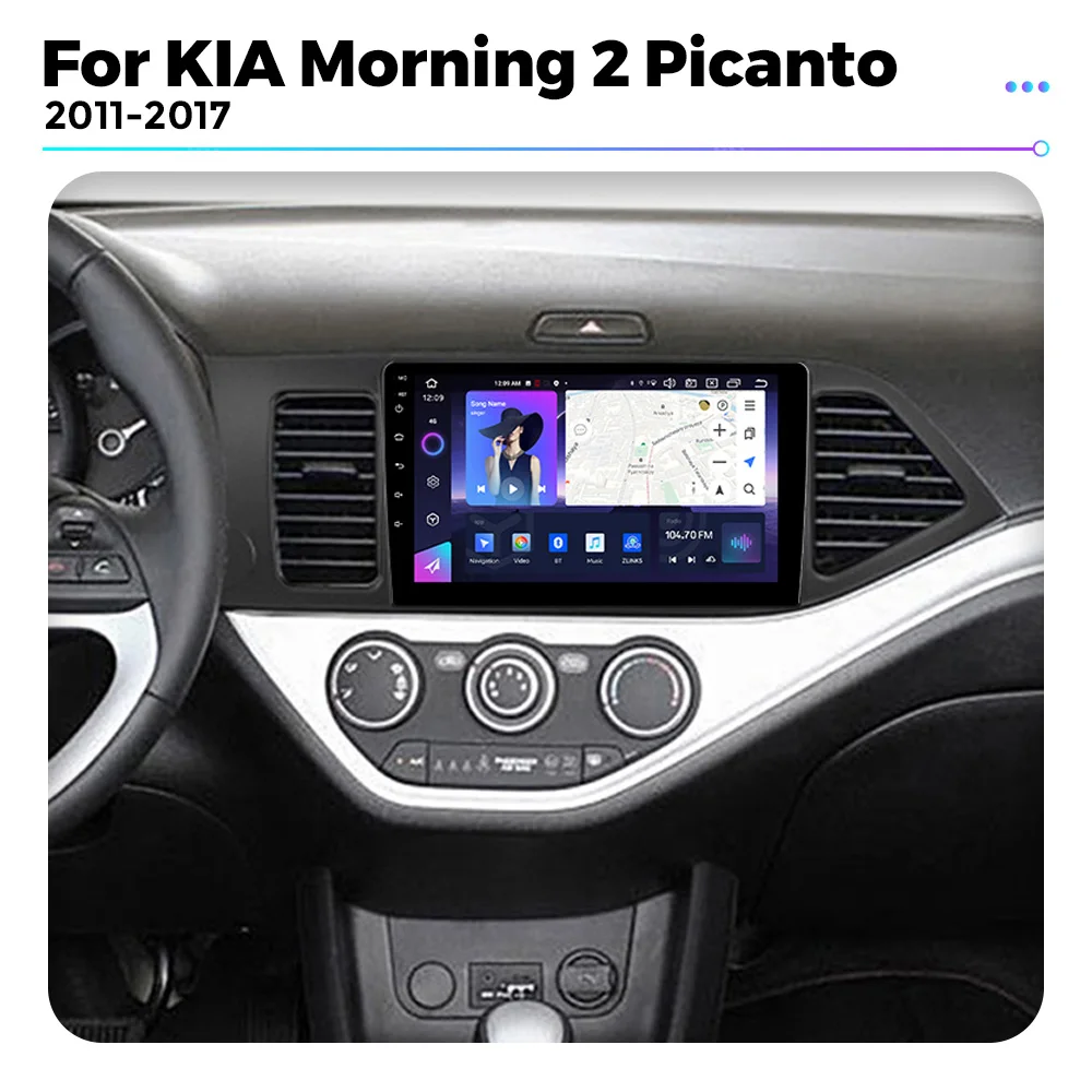 NEW 2024 Android13 QLED Screen 8+256G Car Radio For Kia Morning 2 Picanto 2011-2017 Dual Fan GPS Multimedia Navigation Carplay