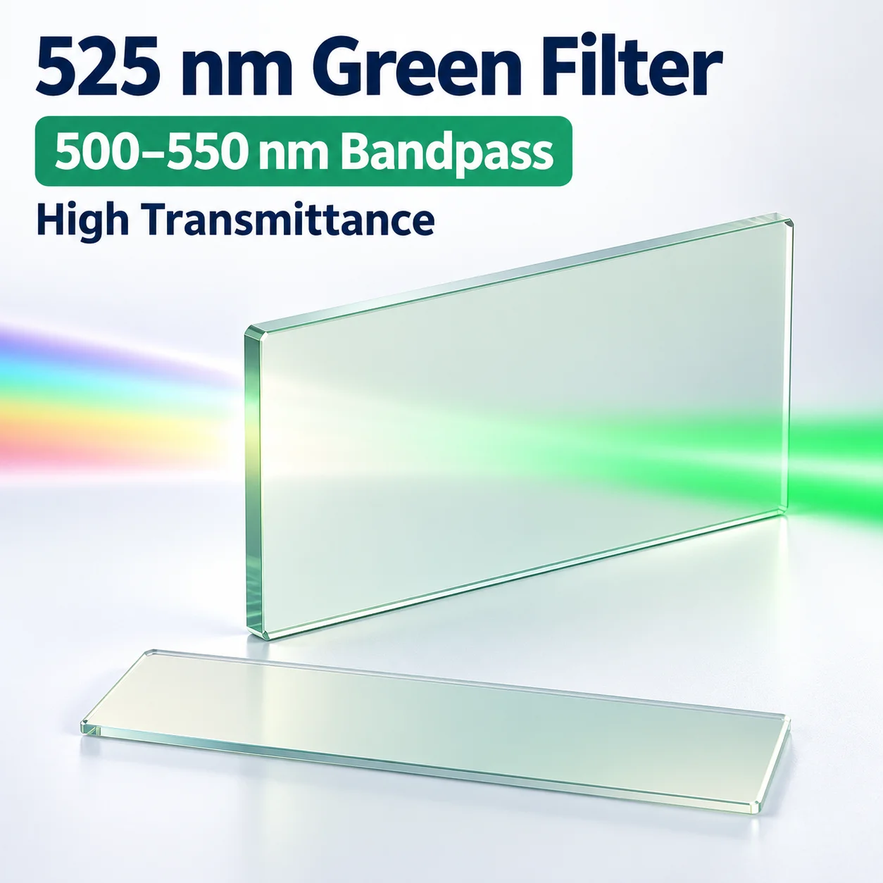 525nm Green Bandpass Filter 500-550nm High Transmittance Optical Glass Filter for Imaging Sensors Cameras Optical Instruments