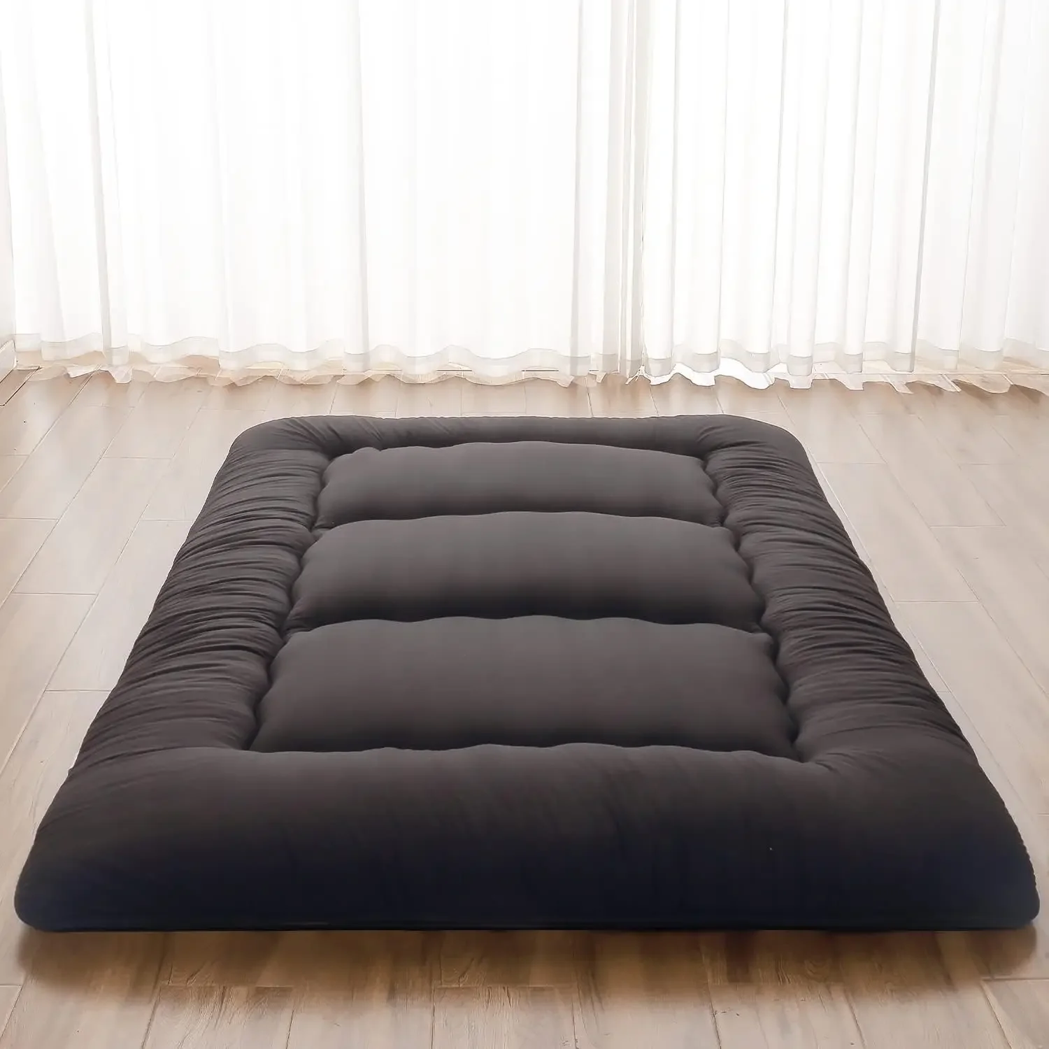 Japanese Floor Mattress, Futon Mattress | Roll Up Tatami Mat with Portable Storage Bag and Washable Cover, Suitable