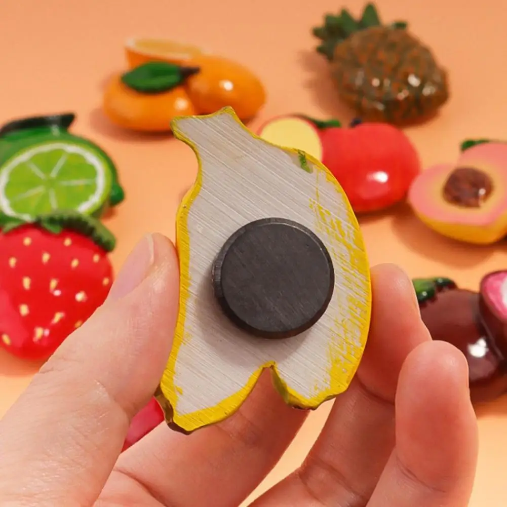 3D Simulated Fruit Refrigerator Magnet, Resin Fruit Shape Fridge Magnet, Fruit Theme Decoration for Kitchen Whiteboard Cabinet