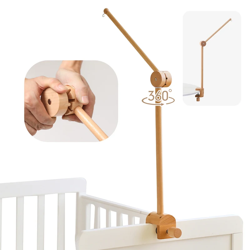 Bebê 0-12 Meses Chocalho Móvel Toy Holder Bracket Brinquedos Berço Infantil Cama De Madeira Bell Bracket Newborn Crochet Bed Bell Pendurado Brinquedos