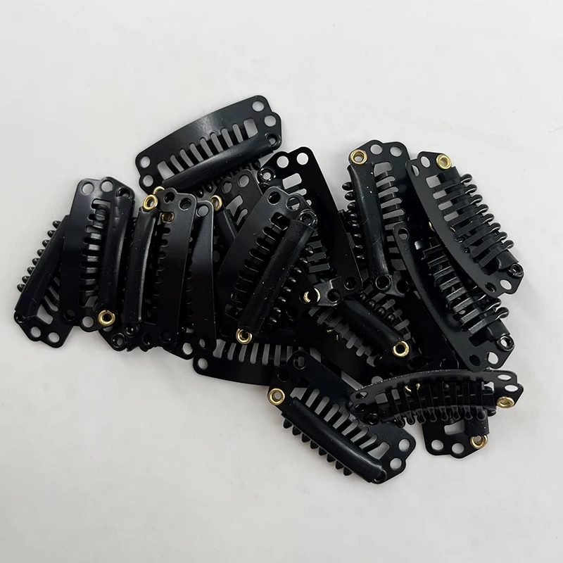 20 clip per parrucca con denti dritti da 28 mm con retro in silicone per parrucche da donna, strumento per accessori per capelli