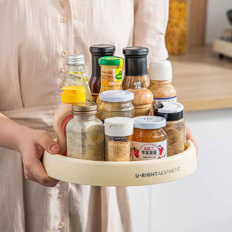 

Multifunctional Household Revolving Shelf, Seasoning Storage Tray, Sauce Bottle, Seasoning Shelf, Finishing in Kitchen