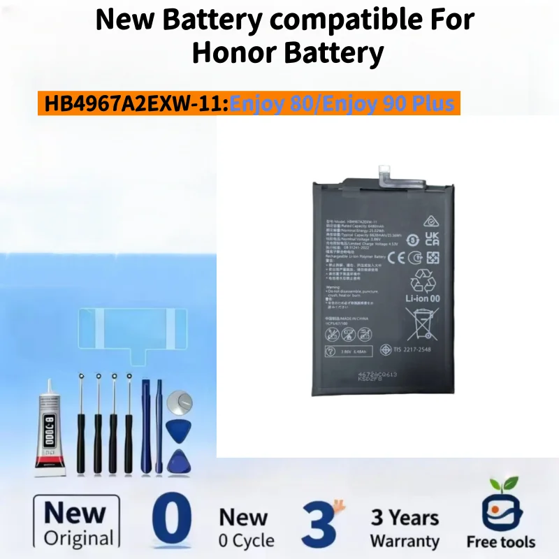 New Battery Compatible For Enjoy 80/Enjoy 90 Plus HB4967A2EXW-11 6620mAh Mobile Phone Batteries + Free Tools