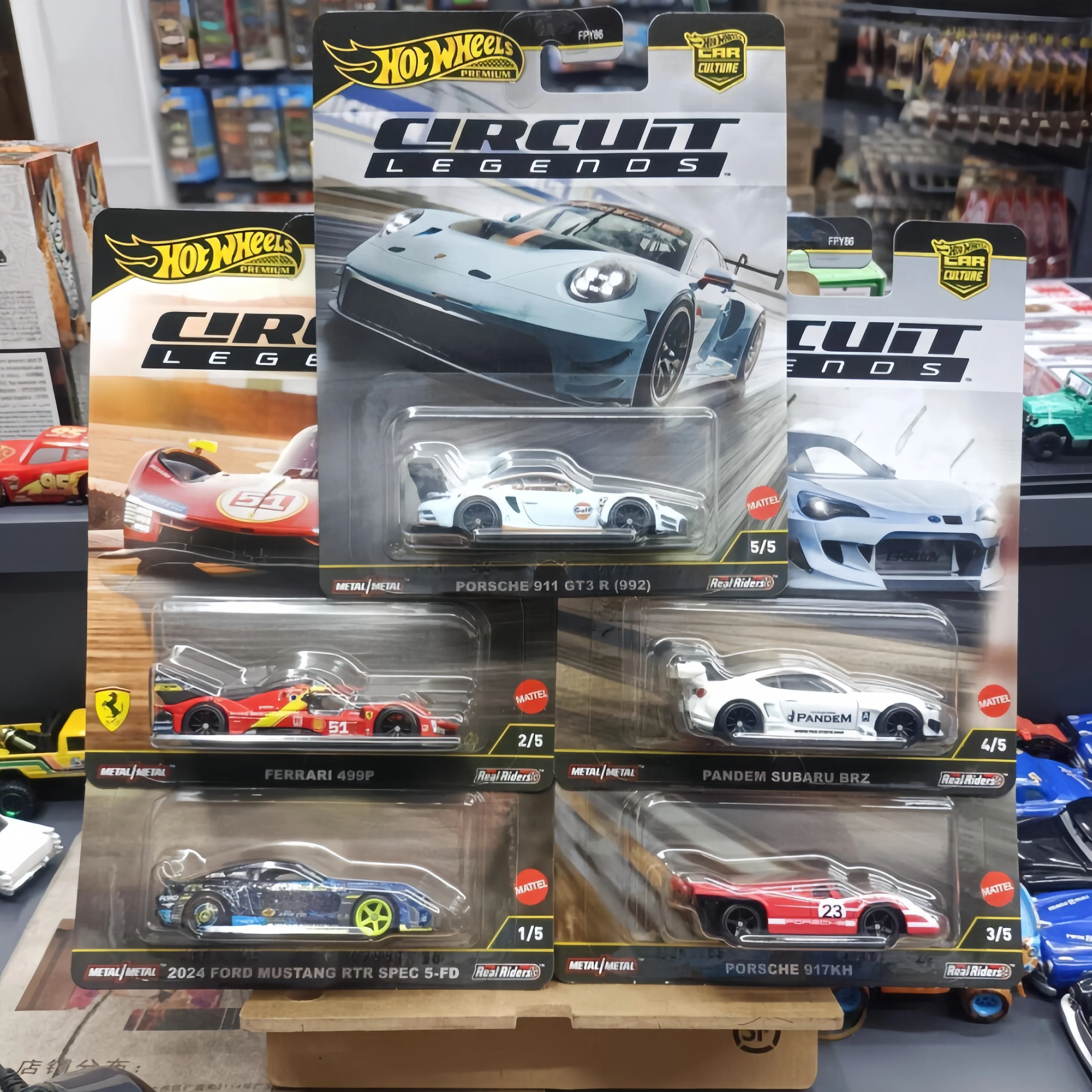 

Hot Wheels Car Culture Series Fpy86 Circuit Legends Ferrari 499p Ford Mustang Porsche 911 917kh Subaru Brz Car Model Collectible