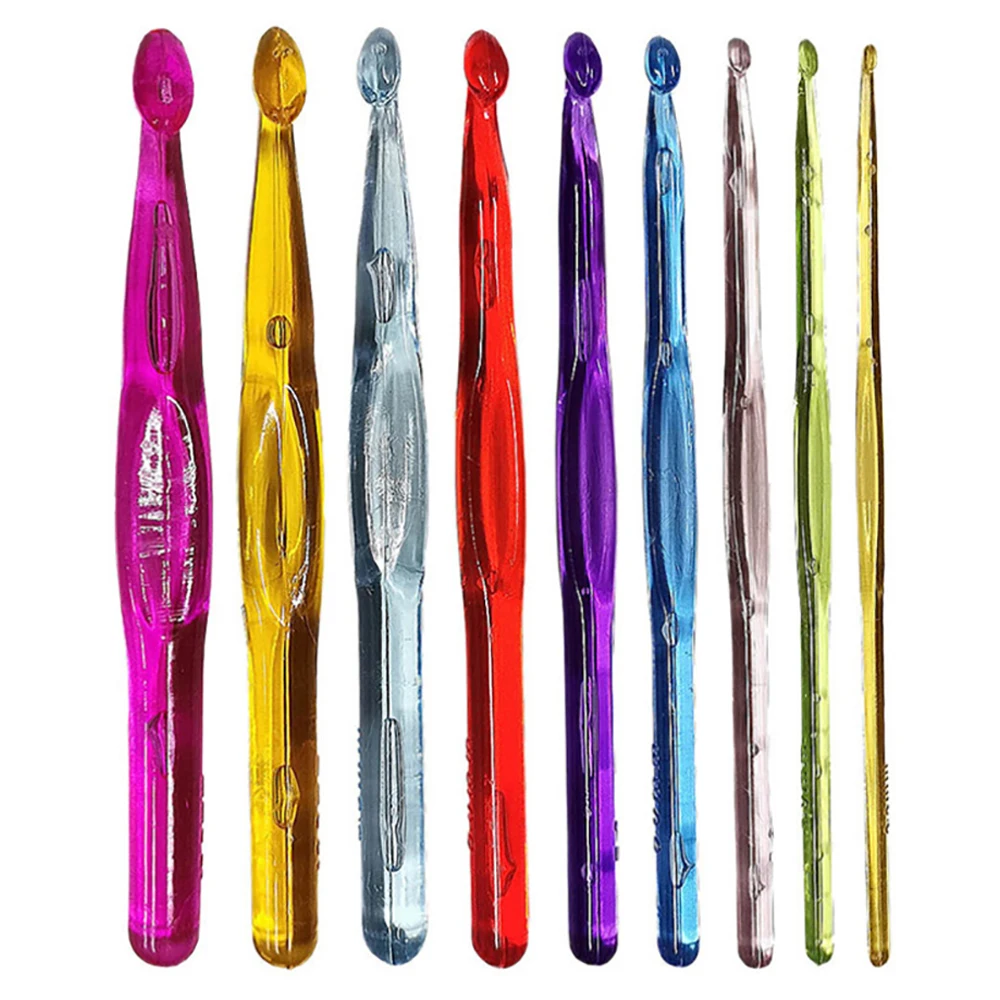 9-teiliges Set 3-12 mm Ergonomische Stricknadeln Plastiknadeln Set Bunte Häkelnadeln für DIY Häkeln Anfänger