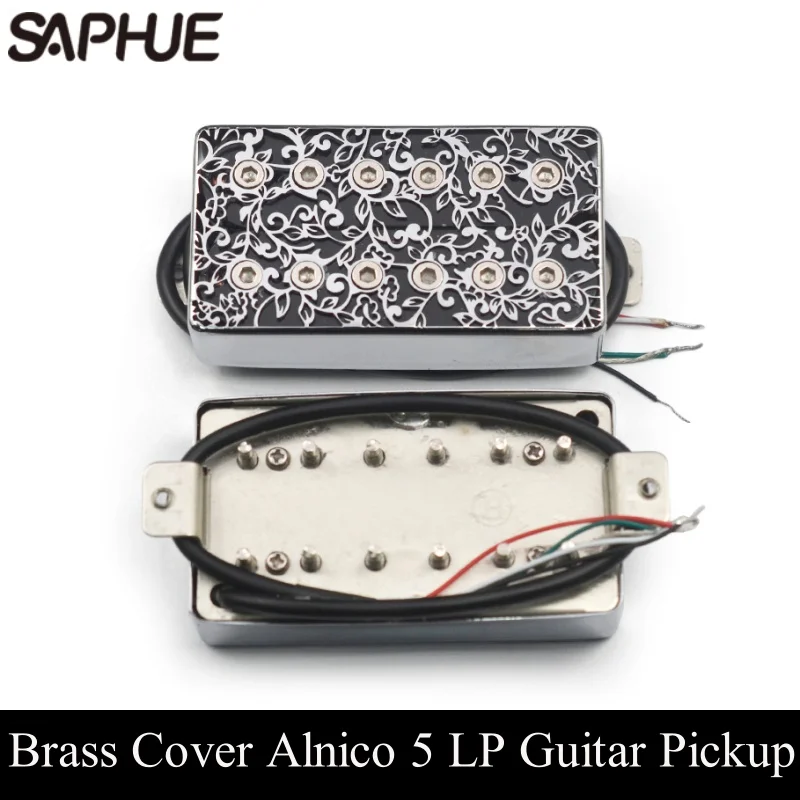 

Hollow Brass Cover Alnico 5 Humbucker Guitar Pickup 4 Conduct Cable 7.5k/15k Coil Splitting Alnico V Pickup for LP Guitar