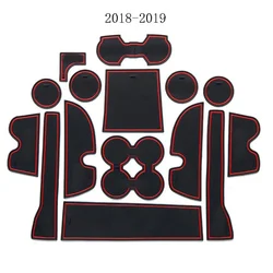 Gate slot mat For TOYOTA Land Cruiser Prado 150 2010-2018 2019 Interior Door Pad/Cup Non-slip mats red/white 15pcs Slot Coaster