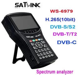 Satlink WS-6979 Digital Satellite Finder meter DVB-S2 DVB-T2 Combo DVB-C Spectrum MPEG-4 H.265(10Bit) Terrestrial Finder signal
