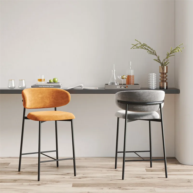 Backrest Mid-century Design Stools Kitchen Stool Counter Home Chairs Luxury Ergonomic Modern Cafe Nordic High Chaise Bar Chair