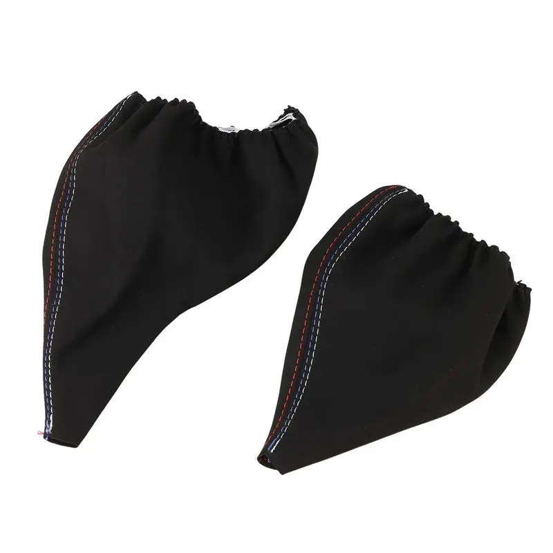 Durable-Car Gear Shift Collars Manual Handbrake Gaiter Boot Cover For BMW- 3 Series E36 E46 E30 E34 M3 Z3 Black Suede Leather view 6