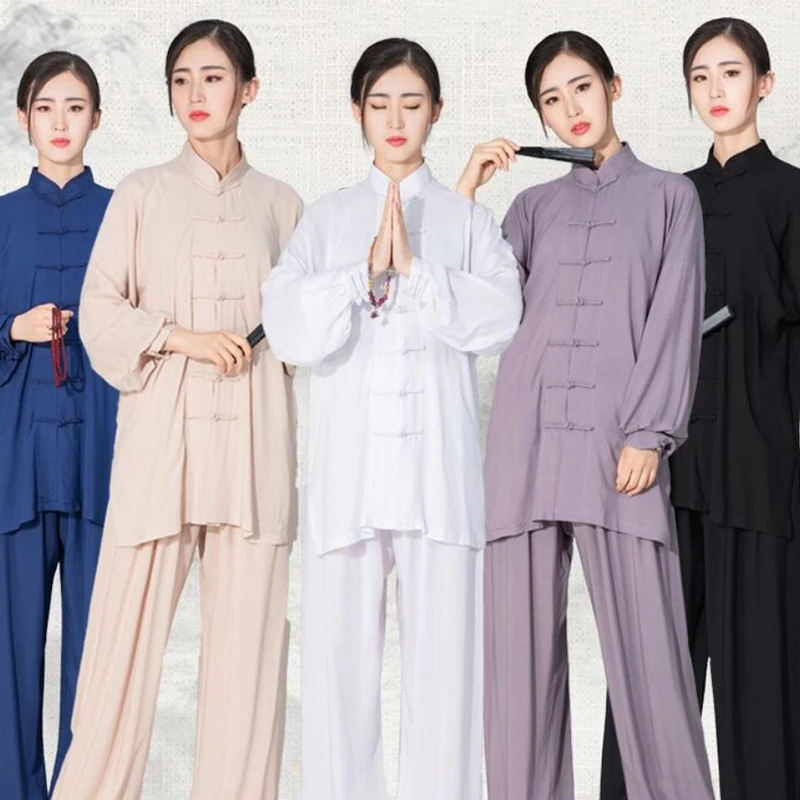 CLYFAN Black Grey Tai Chi Solid Cotton 6 Colors High Quality Wushu Kung Fu Clothing Kids Adult Martial Arts Wing Chun Suit