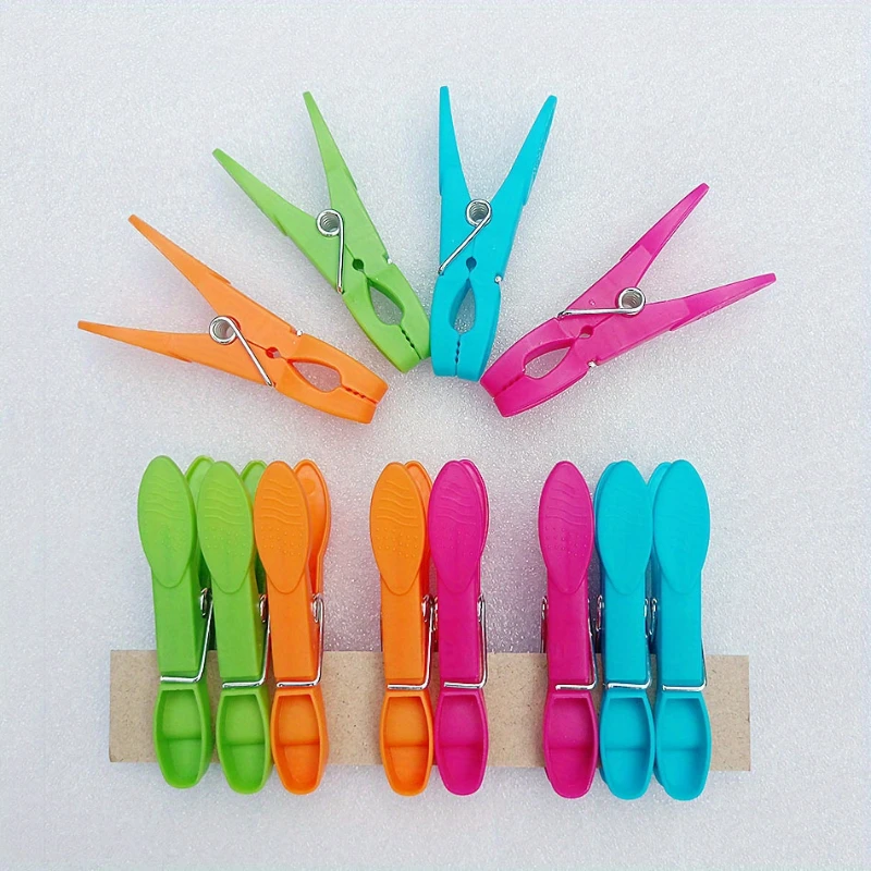 

24Pcs Random Clothespins Hanging Pegs Clips Plastic Hangers Racks Laundry Clothes Pegs Clamps Towel Clips Home Storage Hooksks