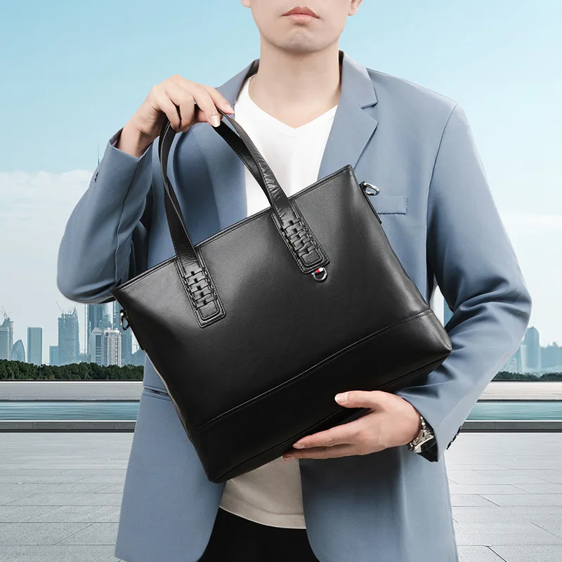 Genuine Messenger Luxury Men Bag Fashion Bag Large Capacity Casual File Computer Briefcase Top Layer Cowhide Men's Handbag