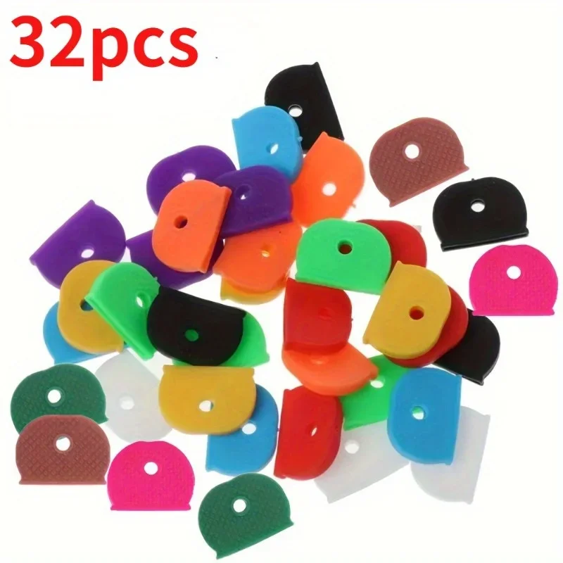 Lot de 32 capuchons de clés en silicone colorés, assortiment varié - Identifiez facilement vos clés de porte !