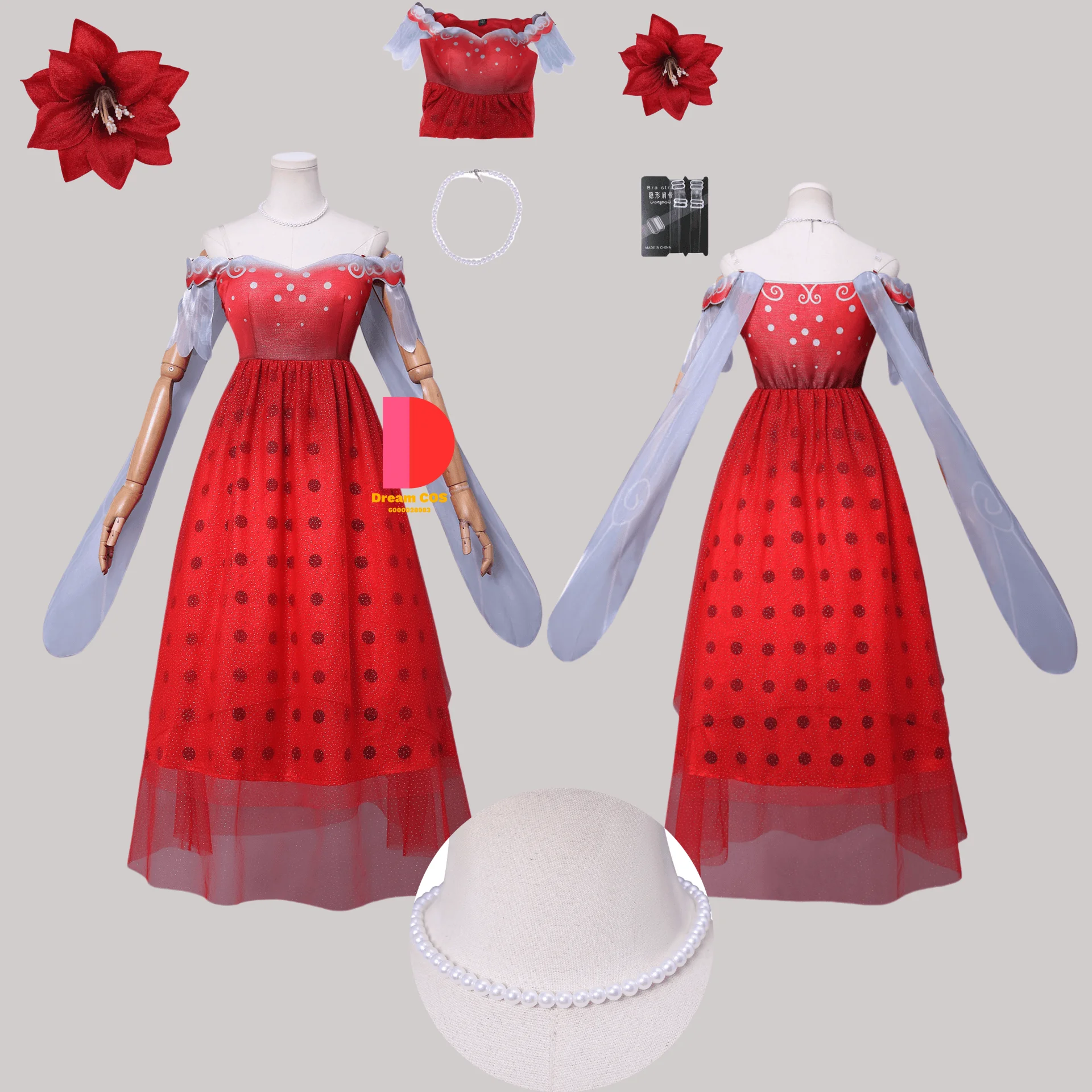 

Anime Marinette Cosplay Costume Ladybug Role Playing Pretty Red Evening Dress for Women Adult Comic Con Halloween Party Suits