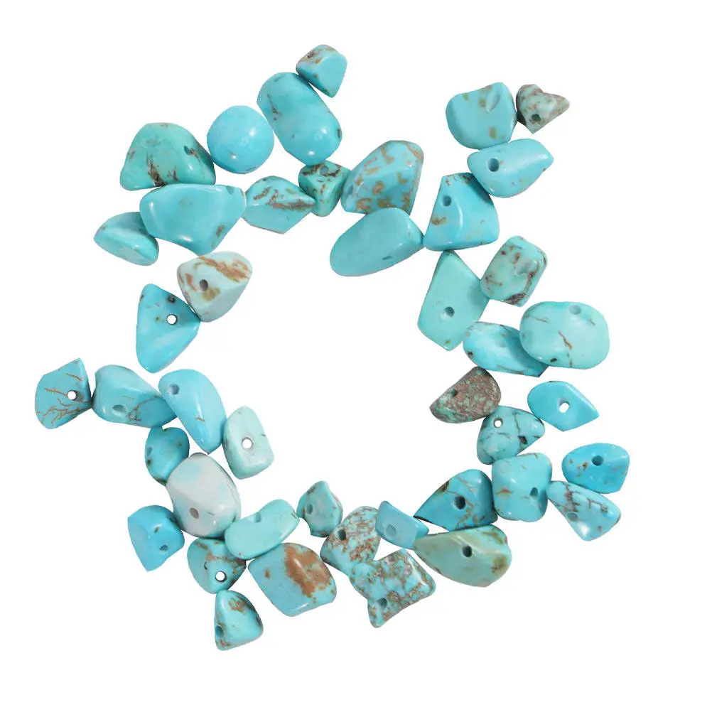 Cuentas de Cristal Turquesa en Forma Irregular, Perforadas, Sueltas, Materiales Naturales Hechos a Mano, para Pulseras Infantiles