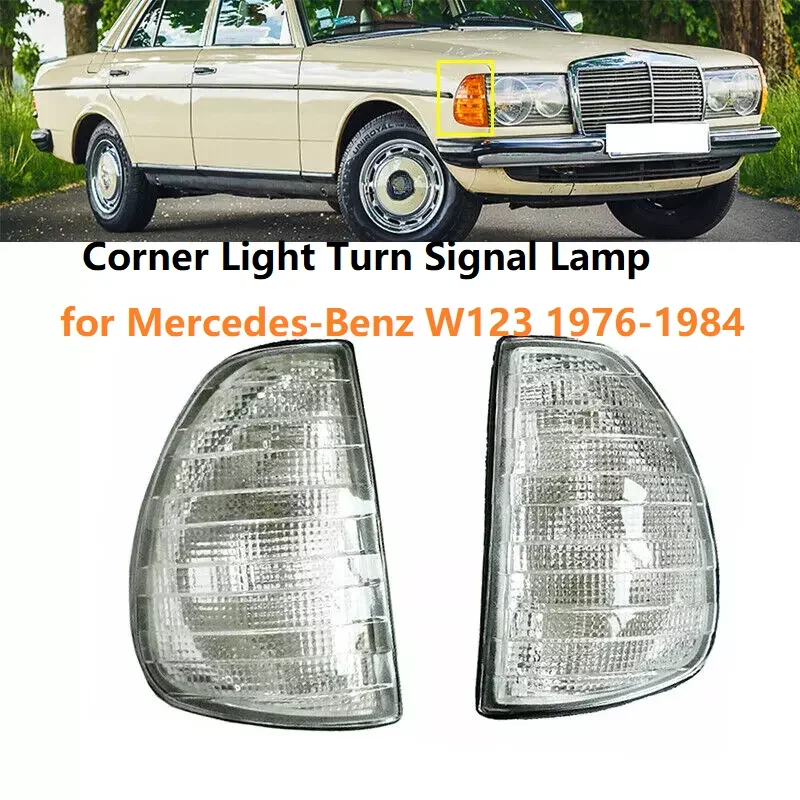 1Pair Car Front Side Corner Light Turn Signal Lamp for Mercedes-Benz W123 1976-1984 Exterior Corner Lamp Indicator Light