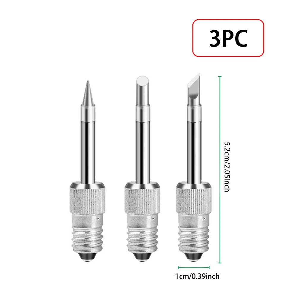 3 قطعة أطراف مكواة لحام E10 تتضمن طرف سكين E10-K + طرف حدوة حصان E10-C + ملحقات مكواة لحام مخصصة بطرف دائري E10-B