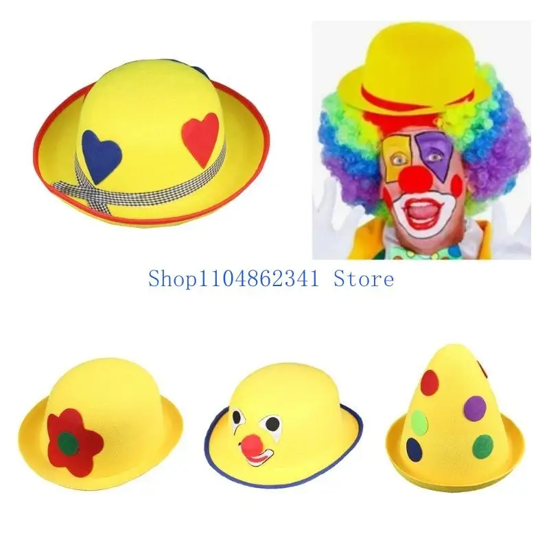 5asd Vintage Flat Top Clown Hat for Adult Thick Vintage Christmas Party Show Hat