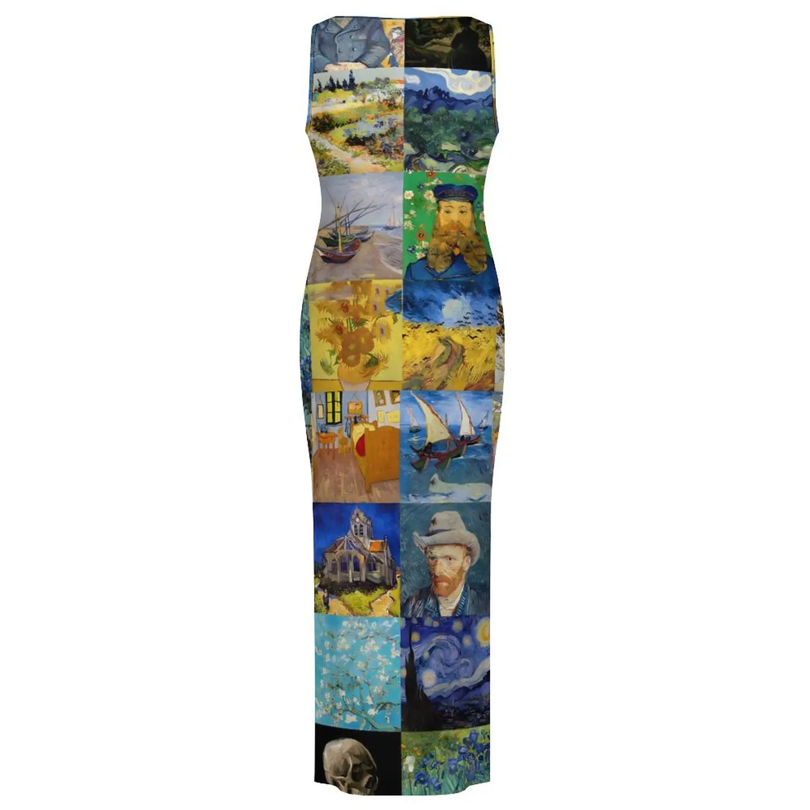 Vincent Van Gogh Dress Sleeveless Mosaic Patchwork Streetwear Maxi Dresses Pretty Bodycon Dress Women Custom Oversize Vestidos