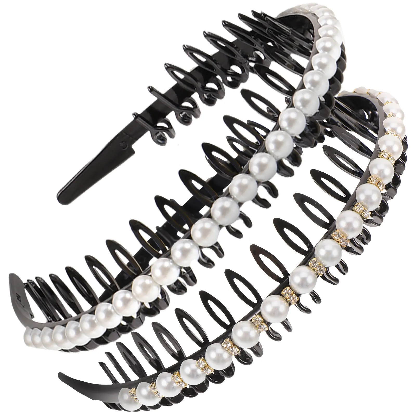 

2Pcs Pearls Hair Band Women Delicate Crystal Decor Bridal Headpiece Wedding Party Banquet Hair Accessories Fashion Jewelry