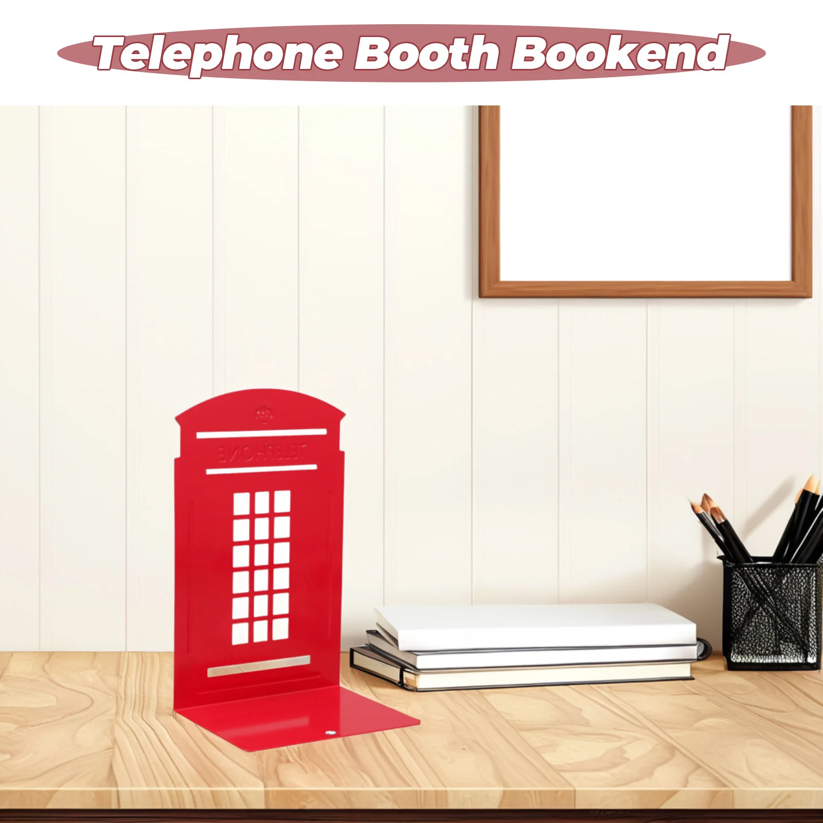 2 قطعة كتاب الحديد ينتهي كشك الهاتف خمر شكل غلاف إبداعي للمنزل مكتب الرف ديكور كتاب قوي دعم الكتب الثقيلة