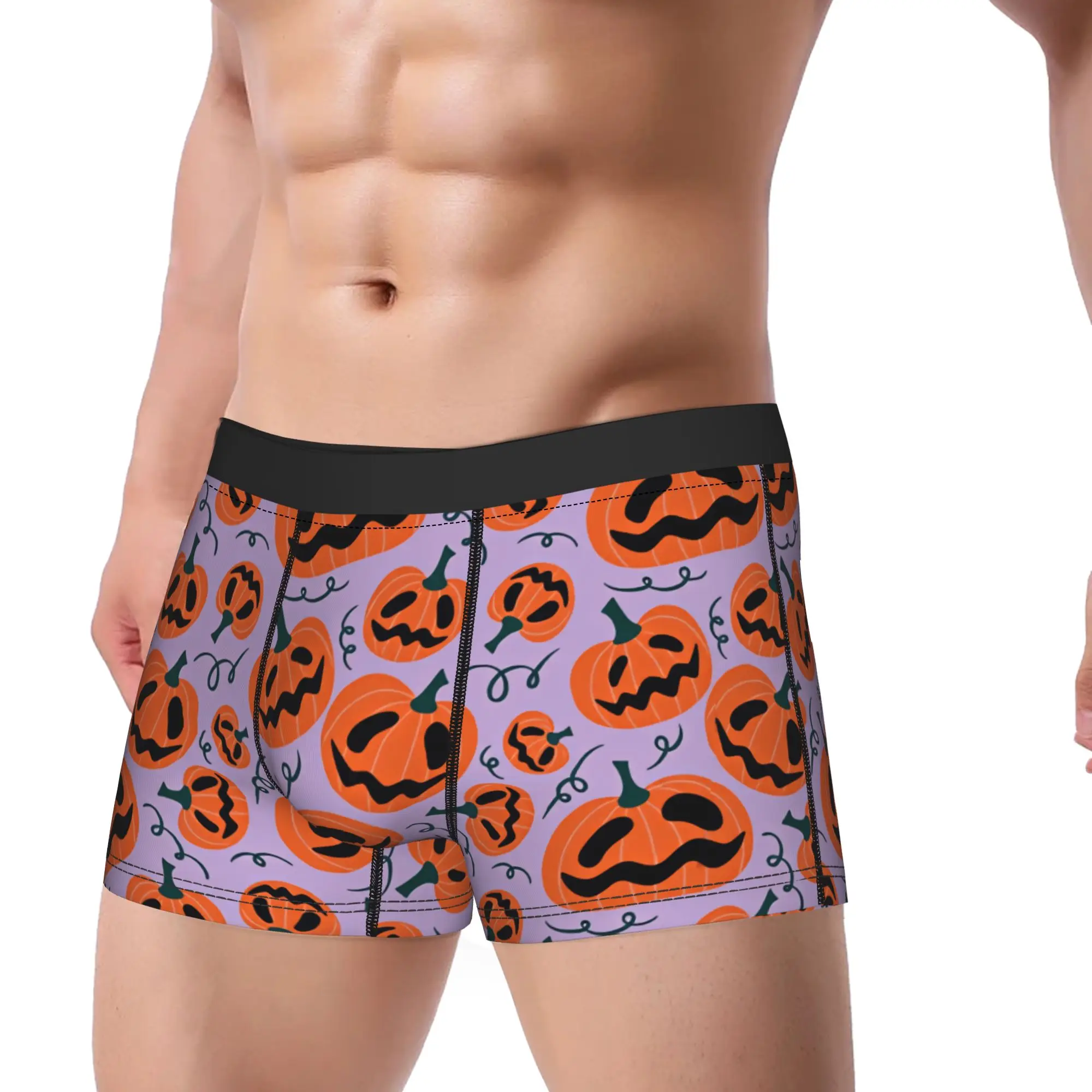 Halloween Jack O Lantern Pumpkin Underwear  Man Panties Customs Soft Trend Boxershorts Trenky Boxer Brief Plus Size