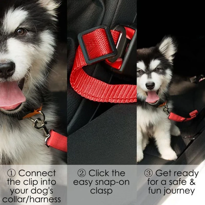 Pet products car seat belt dog leash with buffer elastic reflective safety rope leash dog rope