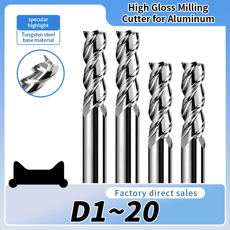 Top-Al D1-D20 Series Efficient Dynamic Milling Cutter Alloy U-Shaped Groove CNC Rough Tungsten Steel End Mill CNC Cutting Tools