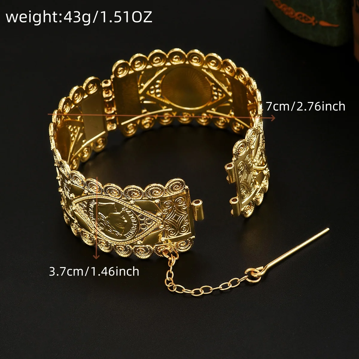 الرجعية الزفاف اليد التبعي فستان معدني مطلية بالذهب سوار محفورة جوفاء التدريجي نمط العروس العربية سوار مفتوح مجوهرات